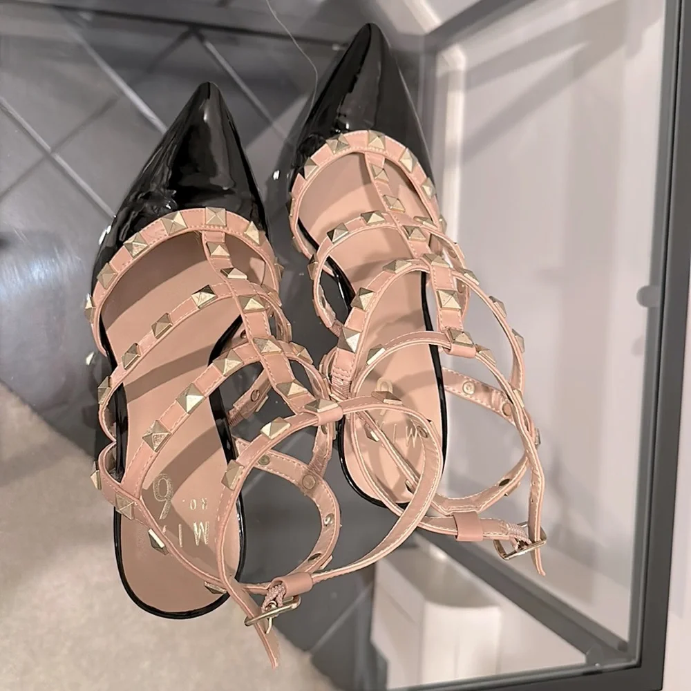 Black and nude rock stud heels